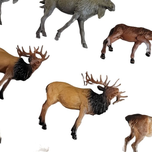 Woodland animal play figurines deer moose elk cake topper, train sets diorama - Picture 12 of 14